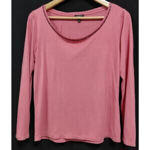 TALBOTS PETITES Pink Long Sleeve Top Solid Knit Women Size M